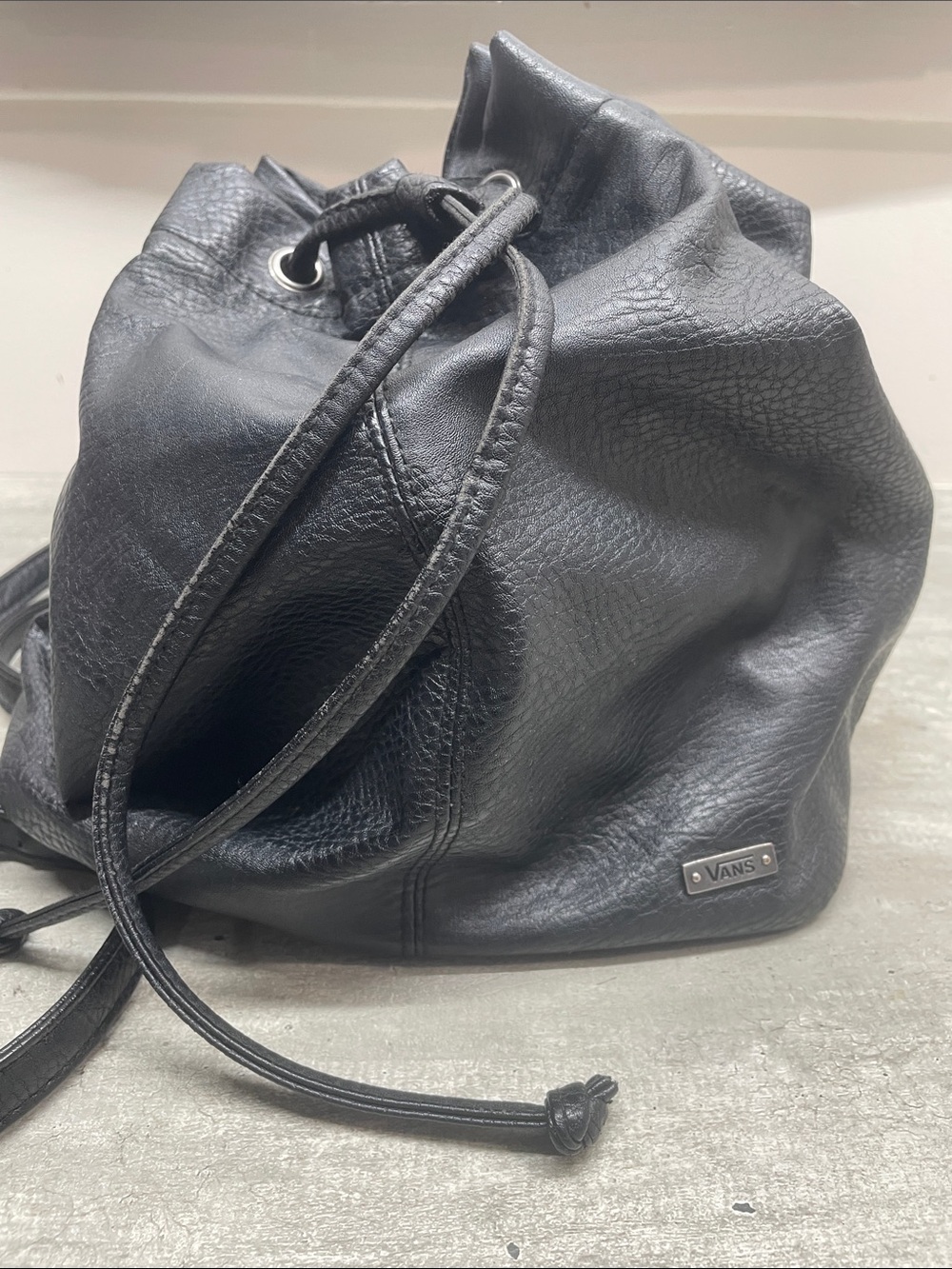 Vans Black Drawstring Bucket Shoulder Bag